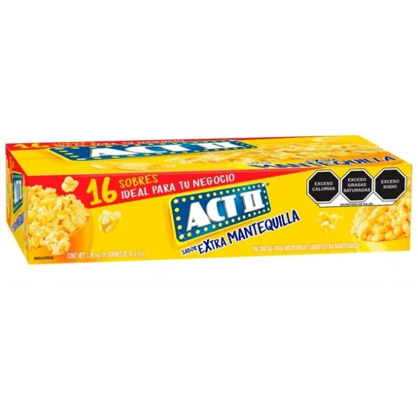 Act II Extra Mantequilla Palomitas para Microondas (16pzs/87g)