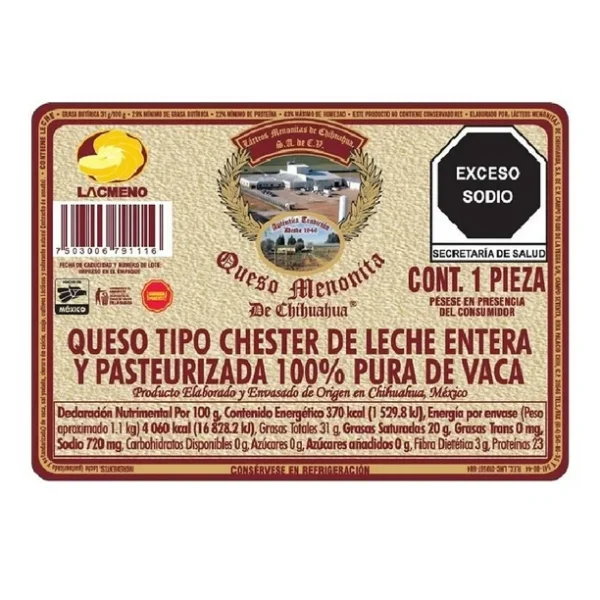 Lacteos Menonitas Queso Menonita (1.1kg)
