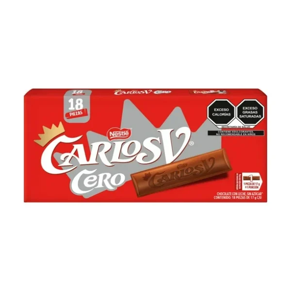Nestle Carlos V Cero Chocolate sin Azucar (18pzs/17g)