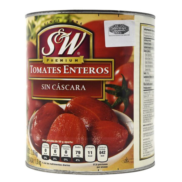 S&W Tomate Entero Sin Piel (2.89kg)