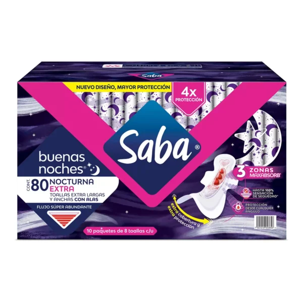 Saba Buenas Noches Extra Toallas Femeninas (80pzas)